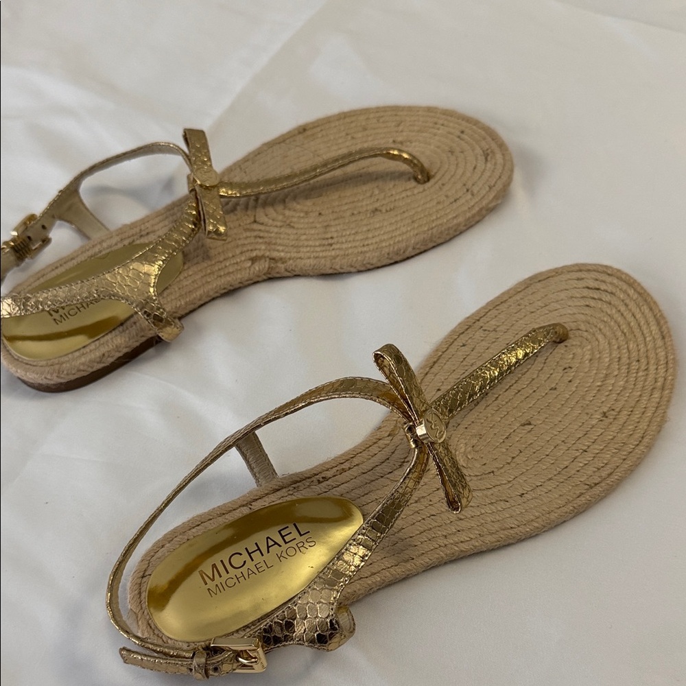 Michael Kors Gold and Tan Women's Sandals - Picture 3 of 6
